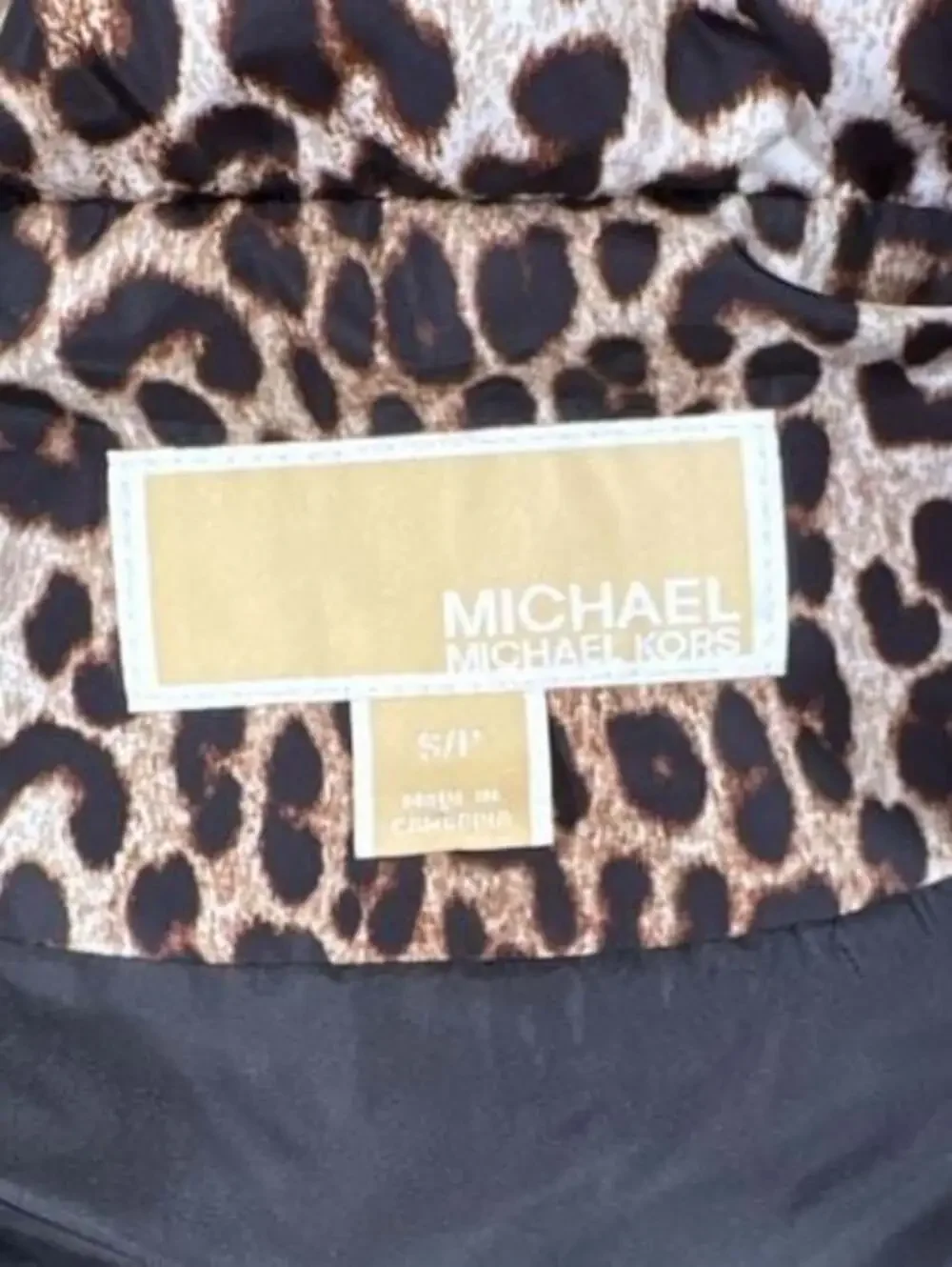 Michael Kors Women's Leopard Print Quilted Puffer Vest with Logo Zipper Pull